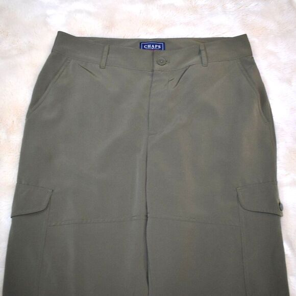 Chaps Cargo Pants Size 8 Green Cropped Silky High Waist Utility Style - Picture 5 of 10
